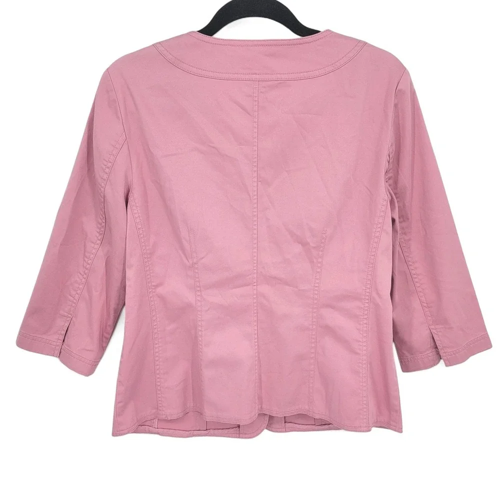 J.Jill Womens Jacket‎ Size 10 Pink Button Front 3/4 Sleeve Cotton Blend